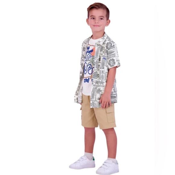Boy’s Tropical Shirts Cargo Shorts 3 piece Set Size 5 NWT - Picture 2 of 13
